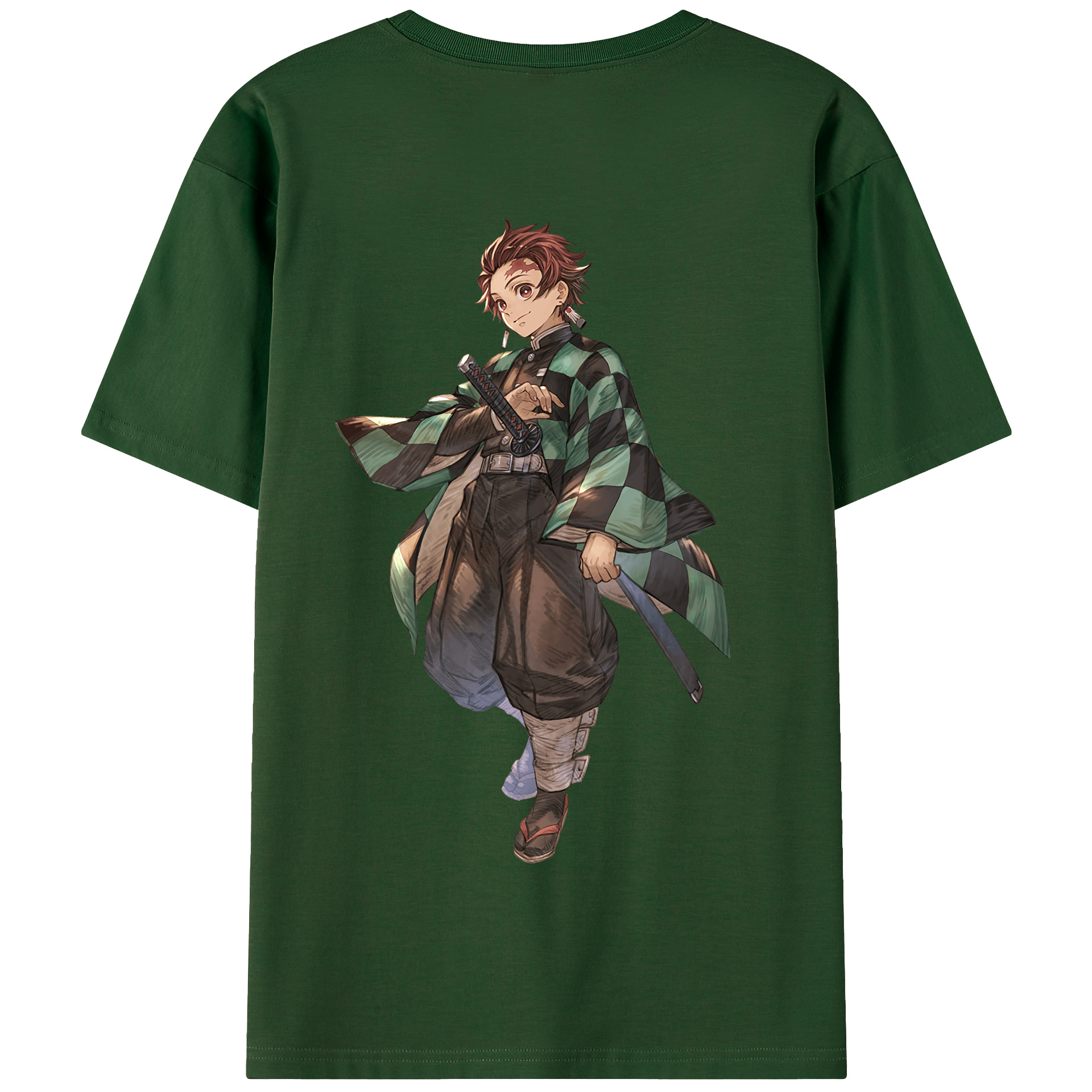 （画像用） 鬼滅の刃 竈門 炭治郎／かまど たんじろう Kamado Tanjirou 綿100％半袖Tシャツ（背面プリント）
